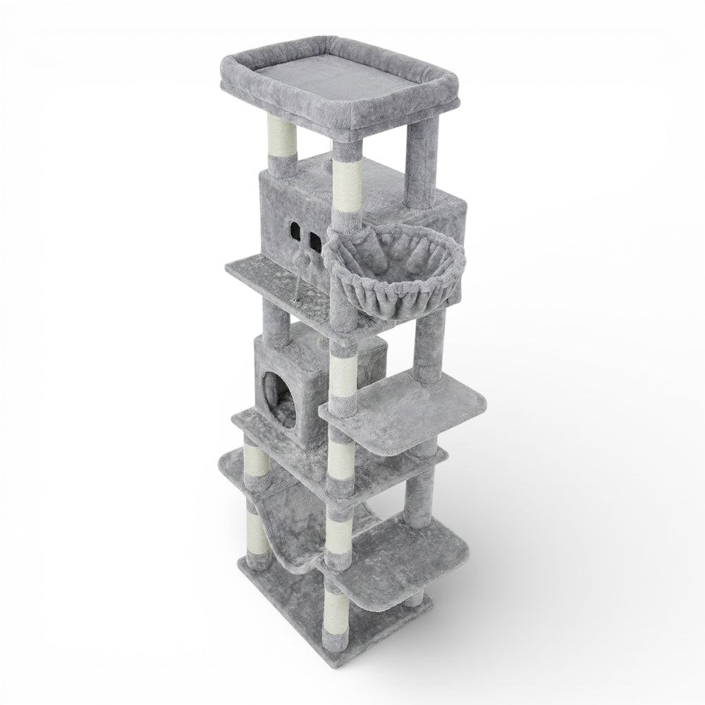 Grand arbre à chat avec double niche et corbeille (3)