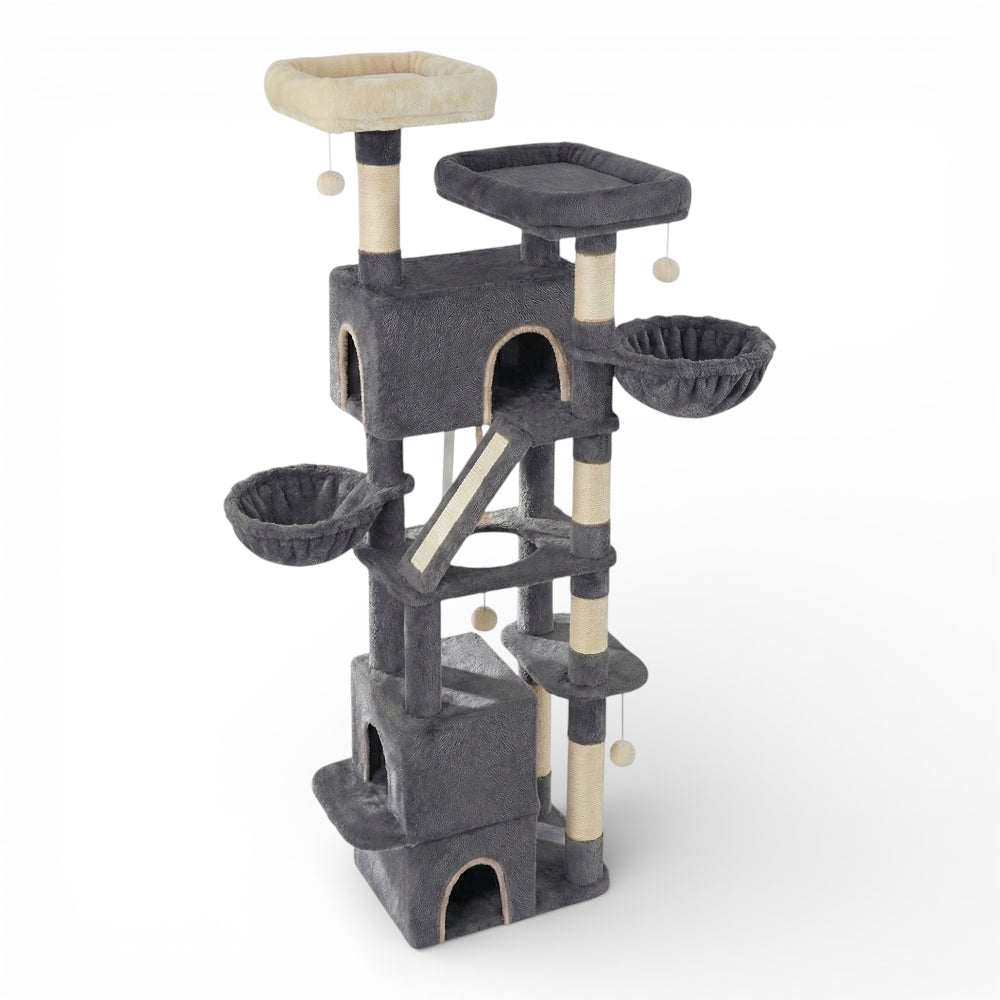 Grand arbre à chat double niche, double hamac et rampe (5)