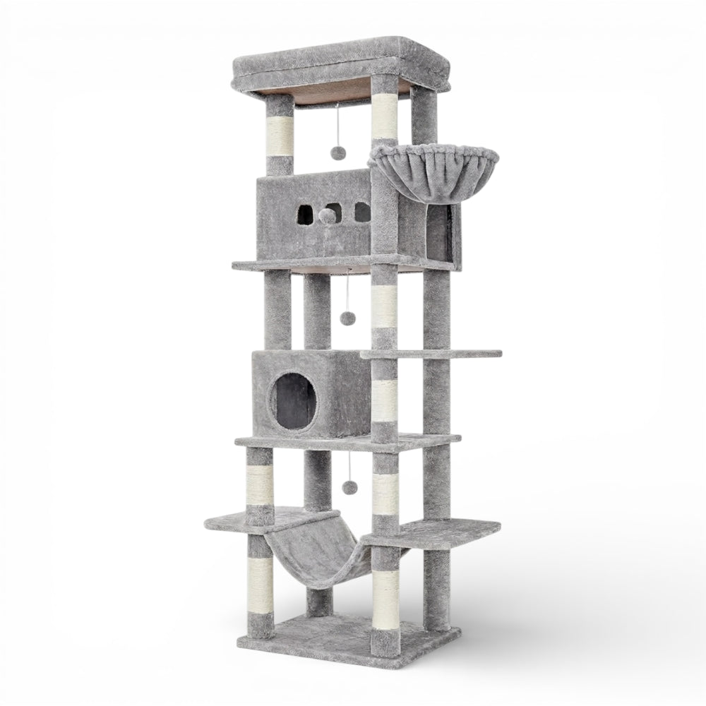 Grand arbre à chat avec double niche et corbeille (3)