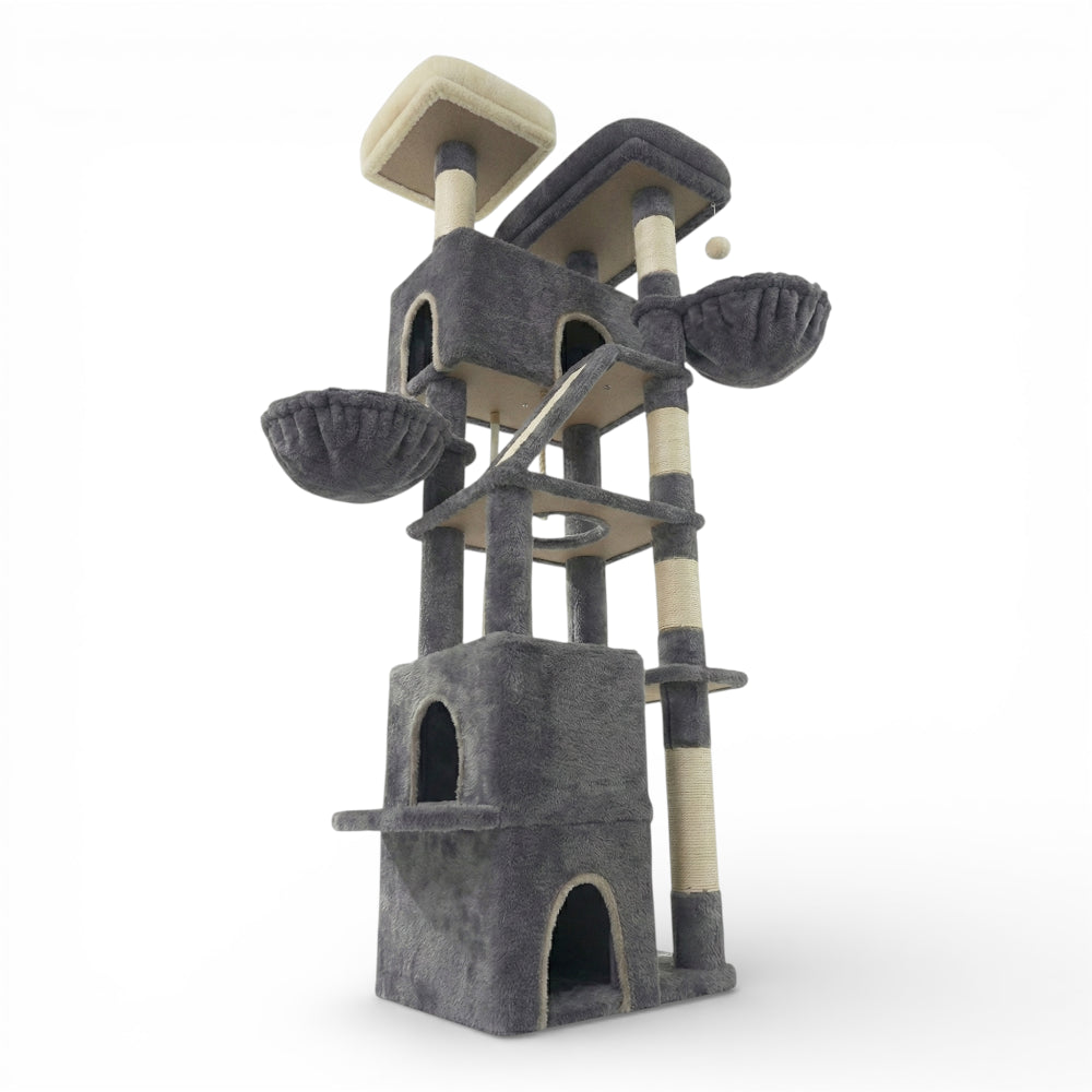 Grand arbre à chat double niche, double hamac et rampe (5)