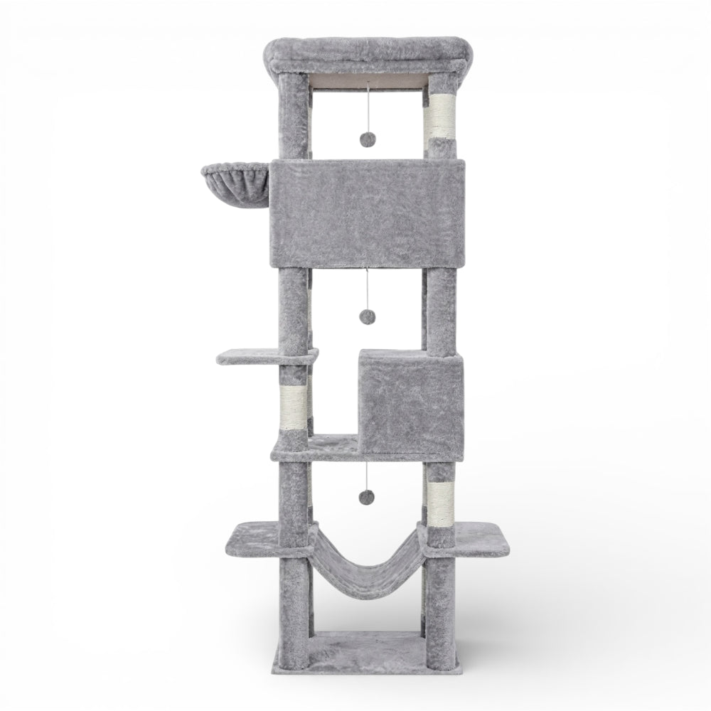 Grand arbre à chat avec double niche et corbeille (3)