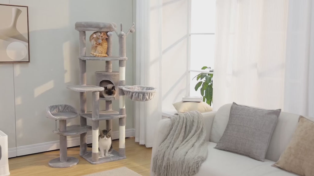 Arbre à Chat Modulaire avec Maison, Nids & Arbre à Jouets